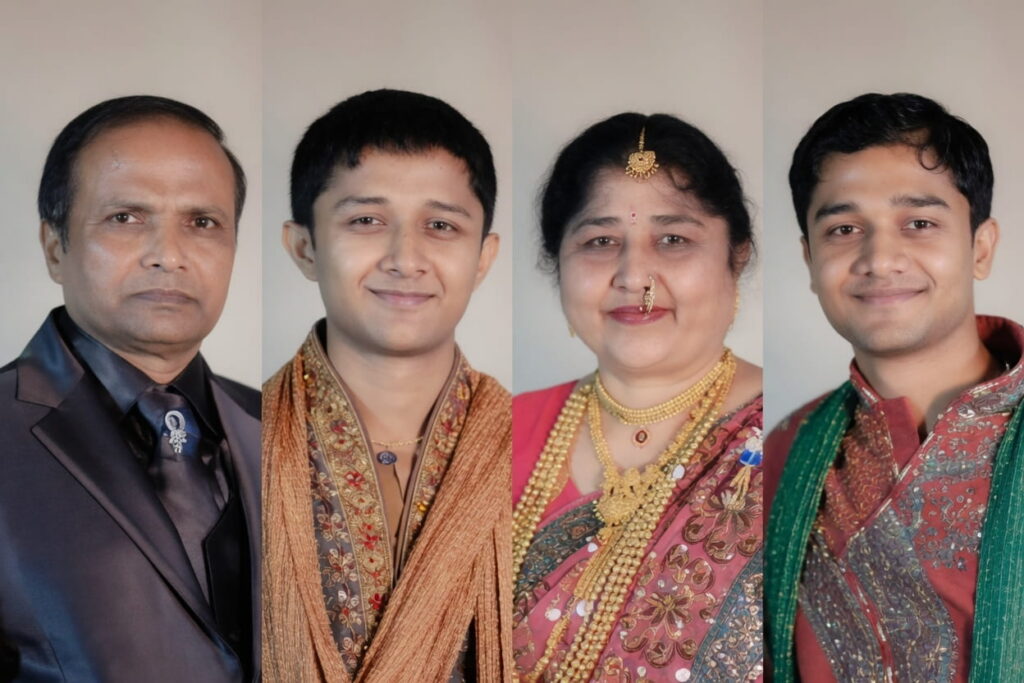 Dr Vinay Ubarhande, GMC 1973 batch alumnus. Surgeon at Buldhana. With his wife and sons.