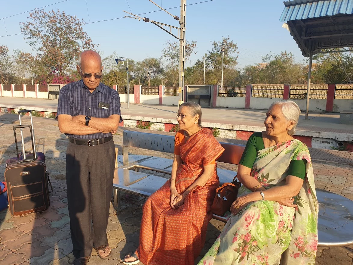 Sisters and Jijaji at Sevagram Railway Station