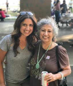 Dr. Jyotsana Walia (right) smiling with her daughter Khusbu Rawal, 2021.